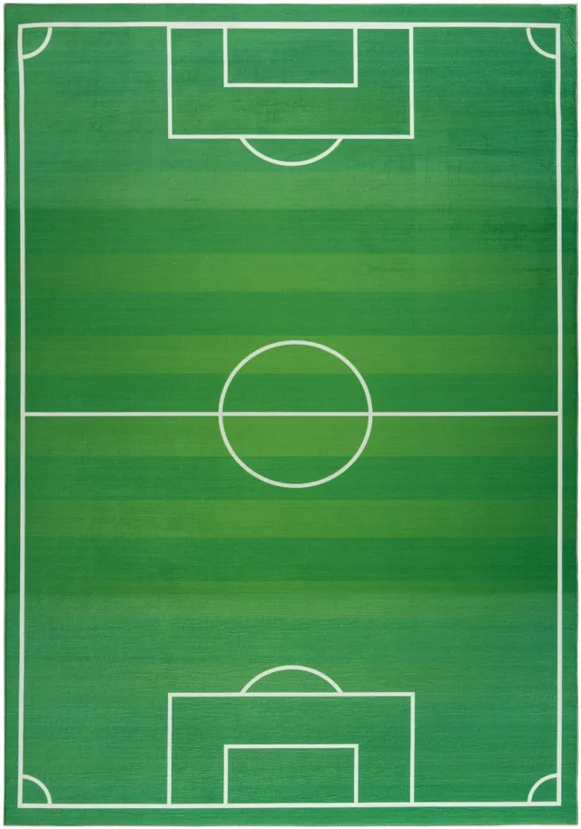 Muratap Kindervloerkleed Voetbal Groen Wasbaar Antislip- 80x150 CM