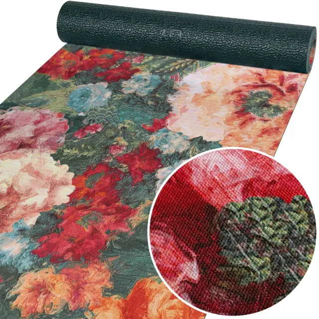 ANRO Keukenloper Ardina Rozen Rood-Groen 280x52cm – Antislip Gangloper Tapijtloper 3 mm Laagpolig