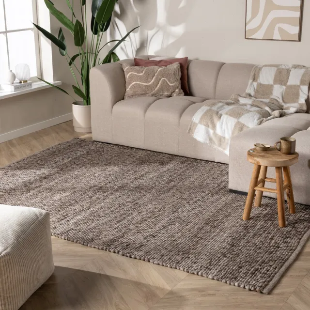 NATURL. Wollen vloerkleed - Feline Bruin/Gemeleerd | Isolerend - 140x200cm