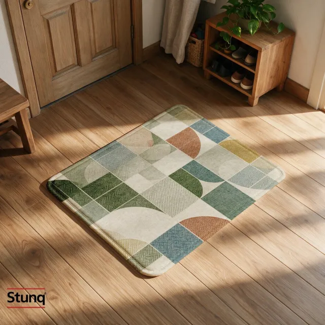 Stunq Abstract Geometrisch Vloerkleed Boho Wasbaar voor Entree en Woonkamer Crème