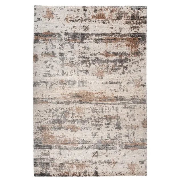 Padiro design laagpolig vloerkleed 80 x 150 cm - lichtbeige - modern abstract ontwerp - voor vloerverwarming - van bamboezijde, acryl en katoen
