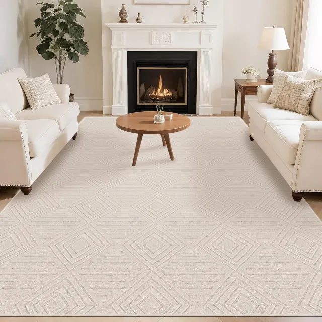 Capslpad Beige tapijt, 200 x 300 cm, antislip, moderne vloermat, wasbaar, zacht, voor woonkamer, kantoor, eetkamer, woonkamer, slaapkamer