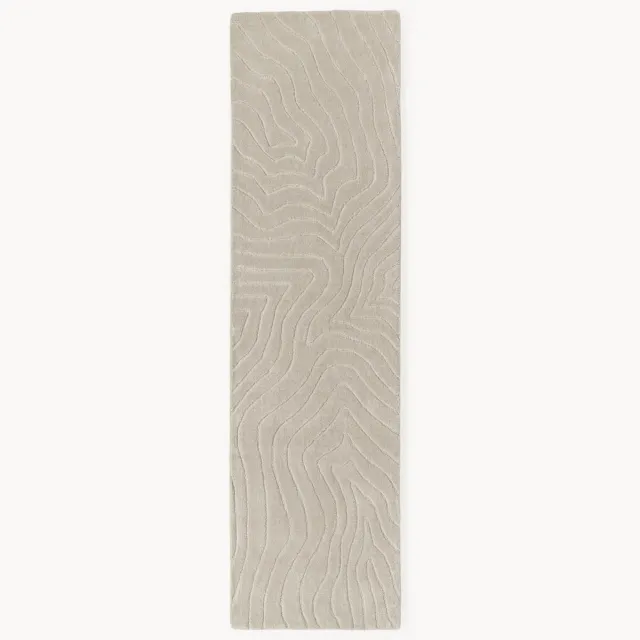 Westwing Collection Hoog-laag wollen loper Aaron, handgetuft Taupe