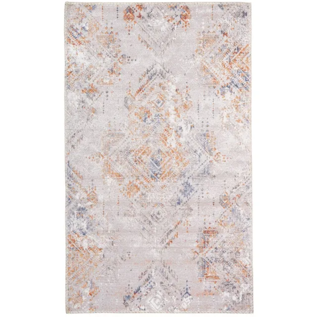 Padiro design laagpolig vloerkleed 120 x 180 cm - crème / offwhite - modern abstract ontwerp - voor vloerverwarming - van polyester en katoen