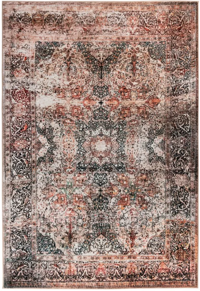Padiro elegant laagpolig vloerkleed 120 x 170 cm - donkerbeige - vintage patroon - voor vloerverwarming - van polyester en katoen