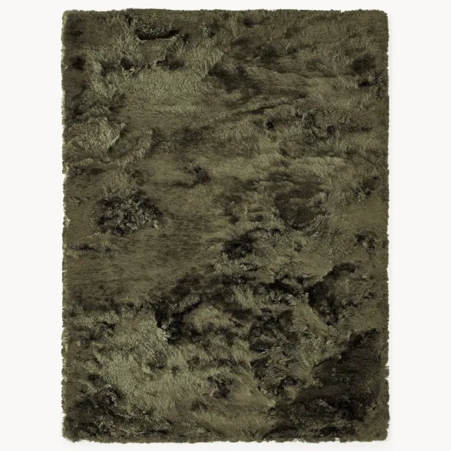 Westwing Collection Glanzend hoogpolig vloerkleed Jimmy Groen