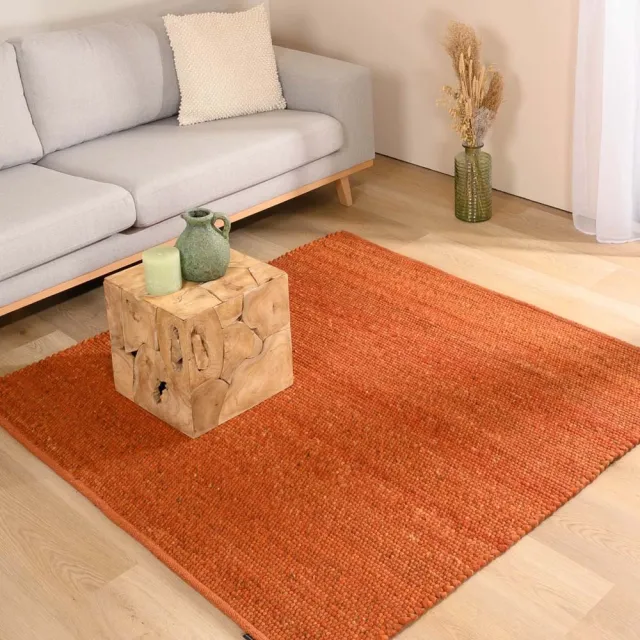 Nordic Weavers Wollen vloerkleed vierkant - Lett cognac 200x200 oranje