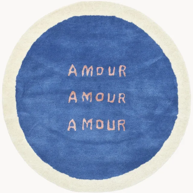 Bongusta Rond hoogpolig vloerkleed Amour, handgetuft Blauw