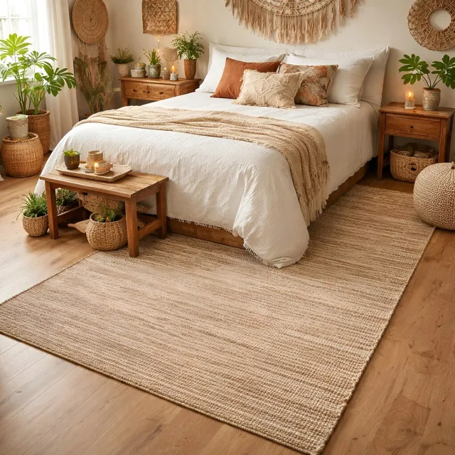 Lavandoux Handgeweven Jute Vloerkleed Anantapur, Naturel 120 x 180 cm | Vloerkleed Naturel | Organisch Vloerkleed | Persisch Vloerkleed | Woonkamer | Perzie