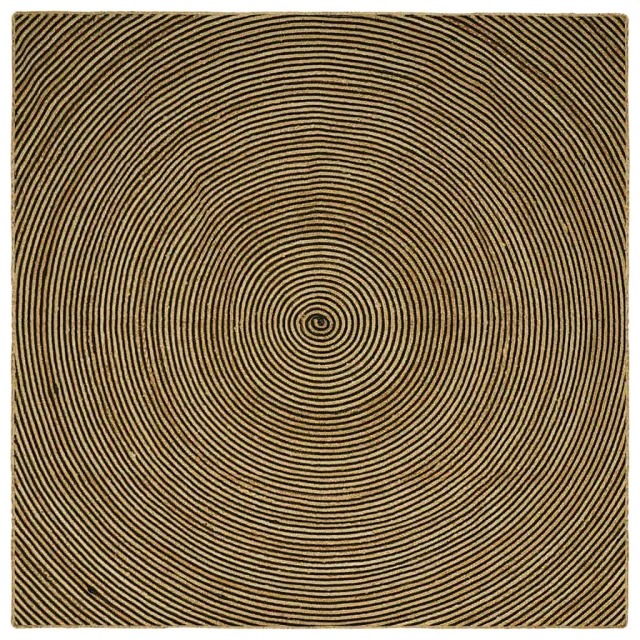 vidaXL Gebied Tapijt Naturel en Zwart 240 x 240 cm Jute