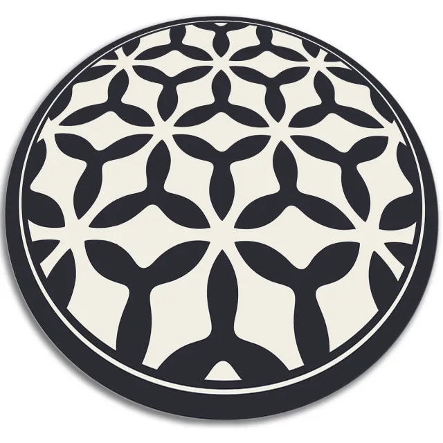 TULUP Vinyl Tapijt - Geometrische vormen Tapijt Vinyl - 140 cm - Grijs Vinyl Vloerkleed - Ronde Binnen Tapijt - Kantoortapijt - Haltapijt Grijs Geometrische vormen