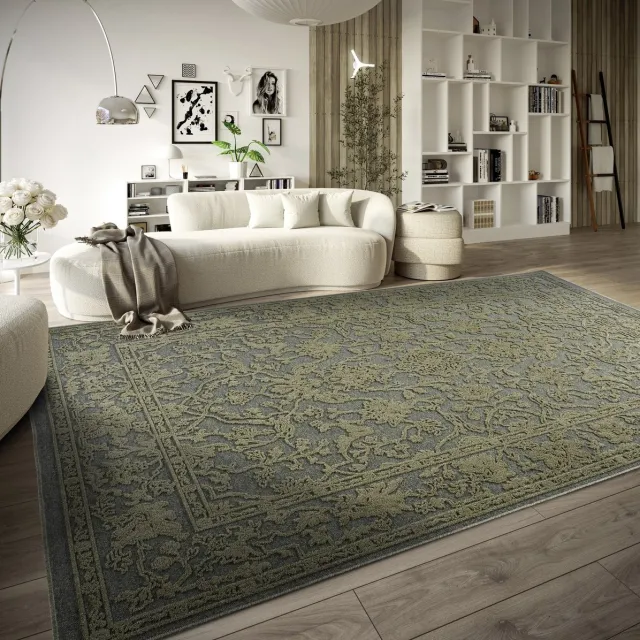Villeroy & Boch Flycarpets Villeroy & Boch - Laagpolig Vloerkleed - Ambroise Naturel - Jungle Groen - 200x290 cm