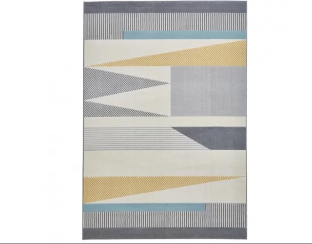 Think Rugs Voerkleed- Vancouver Cordelia - Grijs/blauw/geel - 120x170 cm