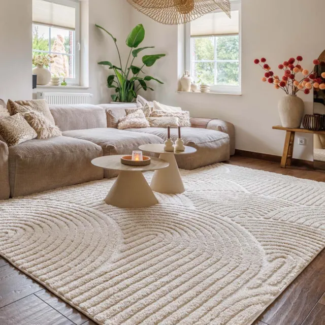 Tapeso Scandinavisch vloerkleed - Arc Curve crème