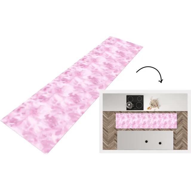 KitchenYeah Keukenloper - Loper keuken - Patroon - Waterverf - Roze - Keukenloper vinyl Multicolor