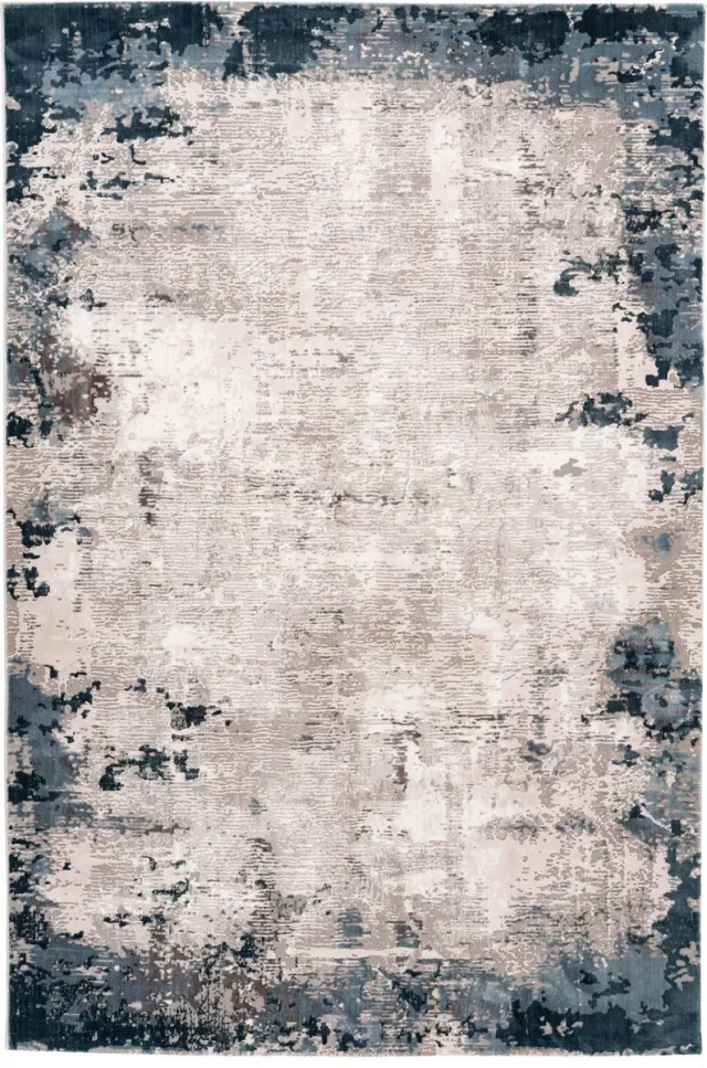 Obsession Multicolor Turquoise Wit Zwart Zwart-Wit vloerkleed - 80x150 cm - A-symmetrisch patroon - Industrieel Blauw