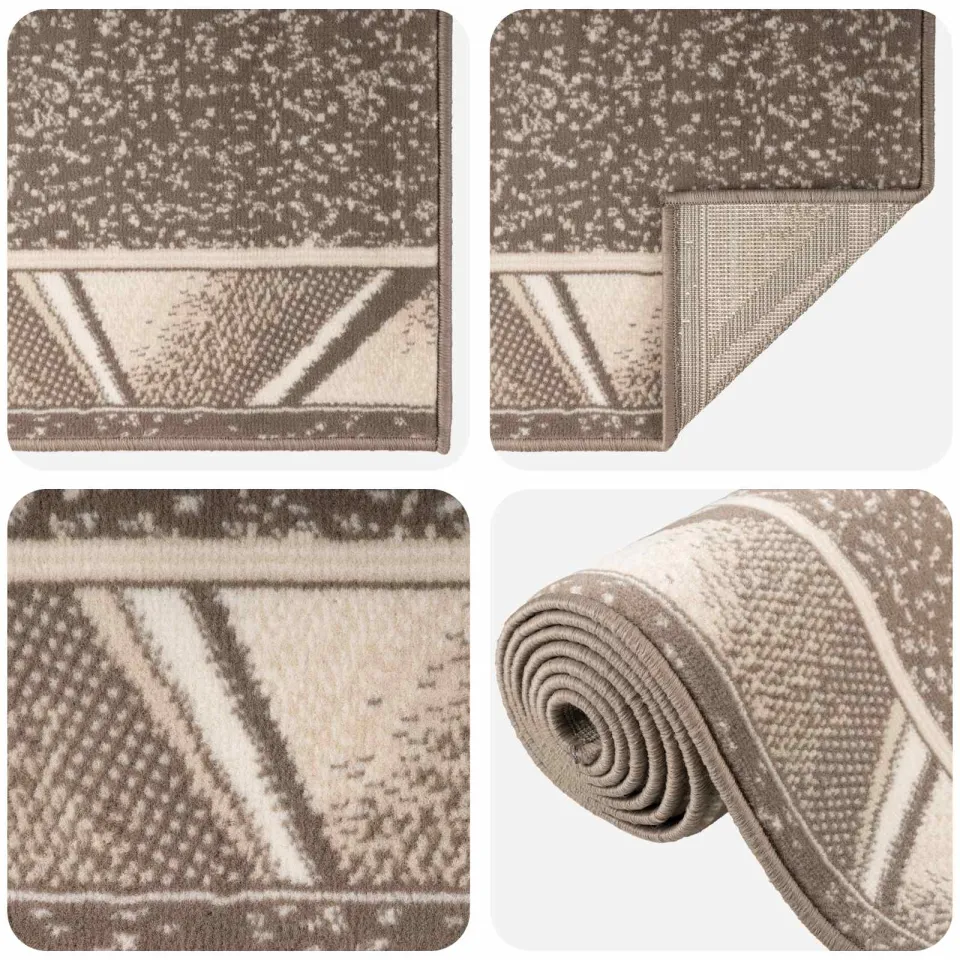 vidaXL Tapijtloper FLORNES Geweven Taupe Zigzag 100 x 250 cm PP 7 mm, foto 4