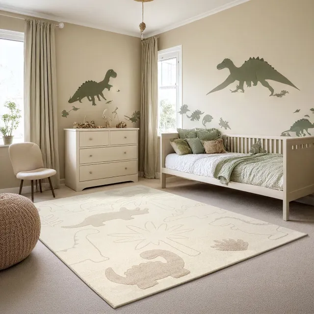 the carpet Elisa – Kinder Vloerkleed & Speelkleed voor Kinderkamer – Onderhoudsvriendelijk & Duurzaam – Crème – 120 x 160 cm
