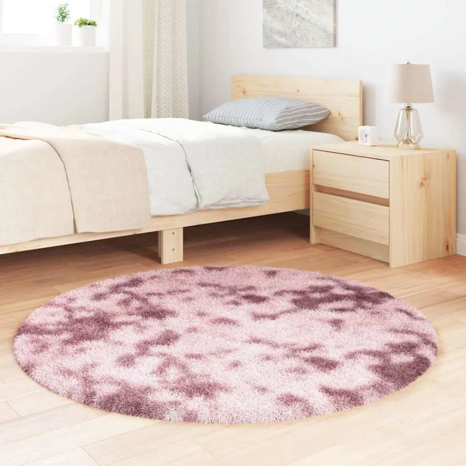 vidaXL Hoogpolig vloerkleed NAVARRA 120x120 cm polyester stoffig roze, foto 3