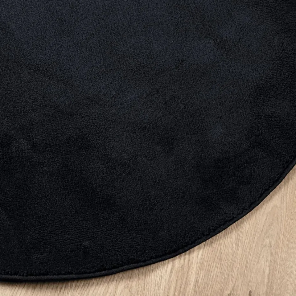 vidaXL Vloerkleed OVIEDO laagpolig Ø 160 cm zwart, foto 4