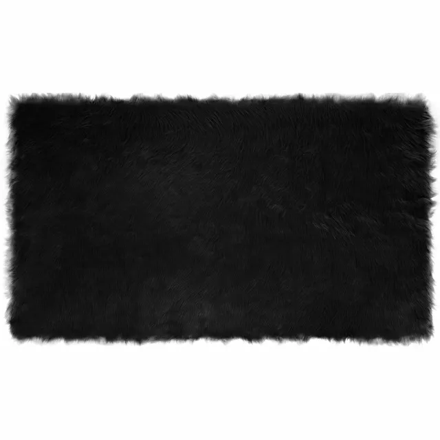 vidaXL Tapijt - van - imitatie - schapenvacht - TAFALLA - Zwart - 100 - x - 200 - cm