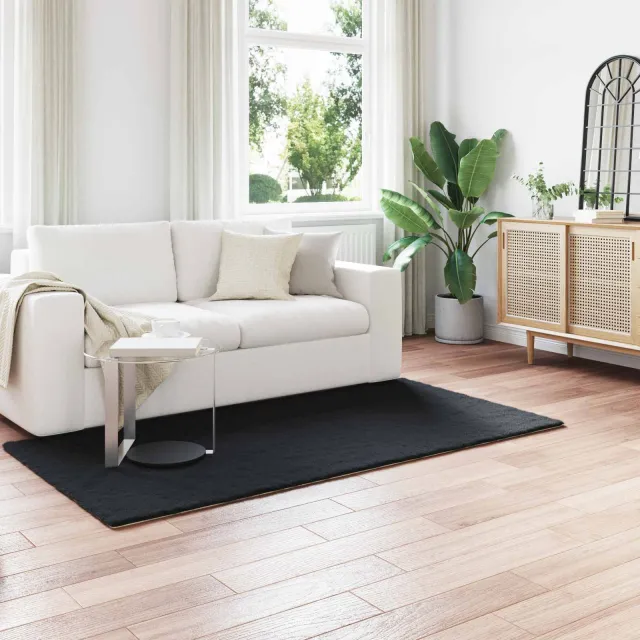 vidaXL Antislip vloerkleed van imitatie konijnenbont OLITE Zwart, foto 2
