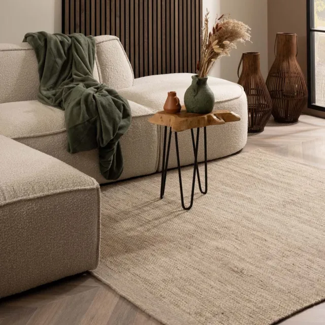 Nordic Weavers Wollen vloerkleed vierkant - Ulstein naturel/grijs 150x150