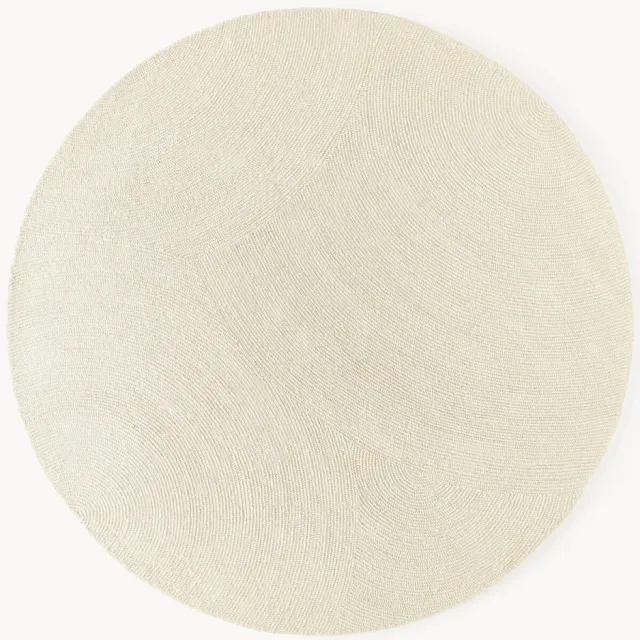 Westwing Collection Rond wollen vloerkleed Eleni, handgetuft Wit