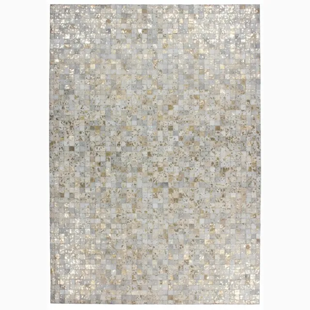 Dutch XXL Leren Vloerkleed | Tapijt | Rocket | Patchwork | Crème/Goud Crème / Goud