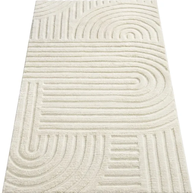Songmics 3D crèmewit vloerkleed 150x80 cm – machinewasbaar – antislip – Crèmewit