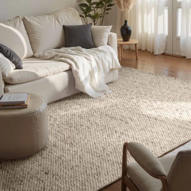 Elle Decoration Lyon wollen vloerkleed Beans Naturel Crème/Bruin - 200 x 290 cm - (L) Beige