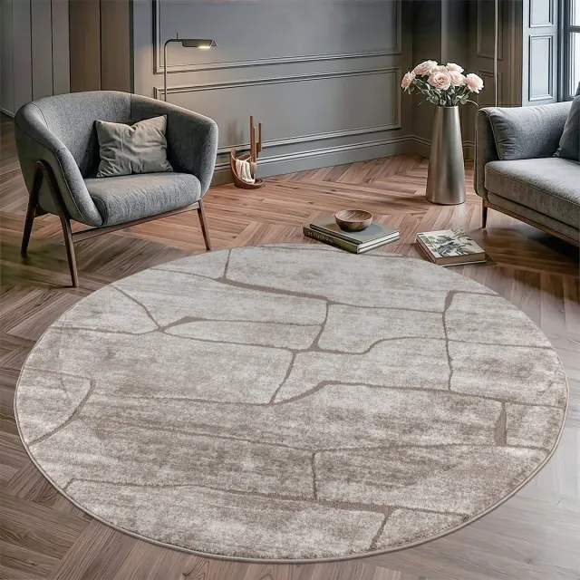 Muratap Vivant Marmer - Rond Vloerkleed Laagpolig - Taupe Beige