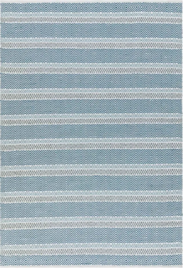 Eazy Living Easy Living - Easy Living Boardwalk Blue Multi Vloerkleed - 200x290 - Rechthoek - Buiten,Laagpolig Tapijt - Modern - Blauw, Taupe, Wit