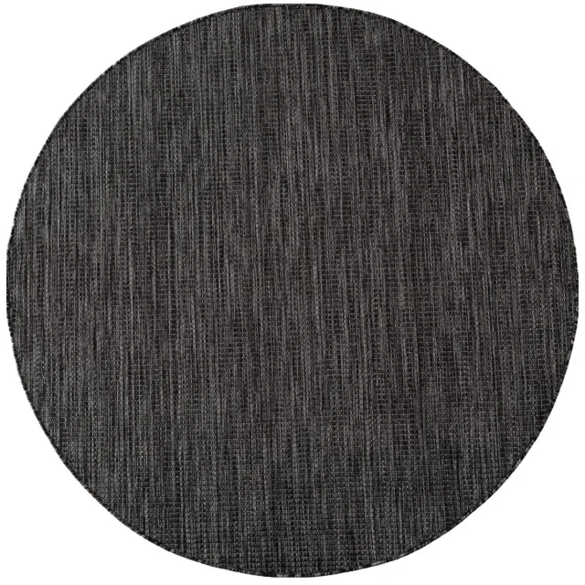 Dutch XXL Rond Buitenkleed | Mira | Raster | Zwart | 160x160 cm | Buitentapijt | Tuintapijt