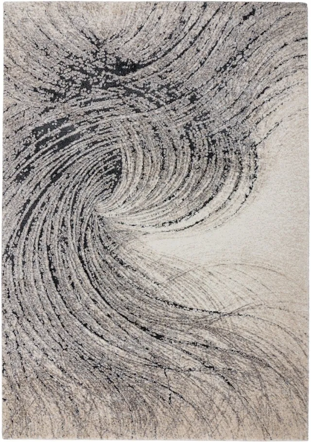 Padiro design laagpolig vloerkleed - lichtbeige - modern abstract ontwerp - voor vloerverwarming - van polypropyleen, polyester en jute