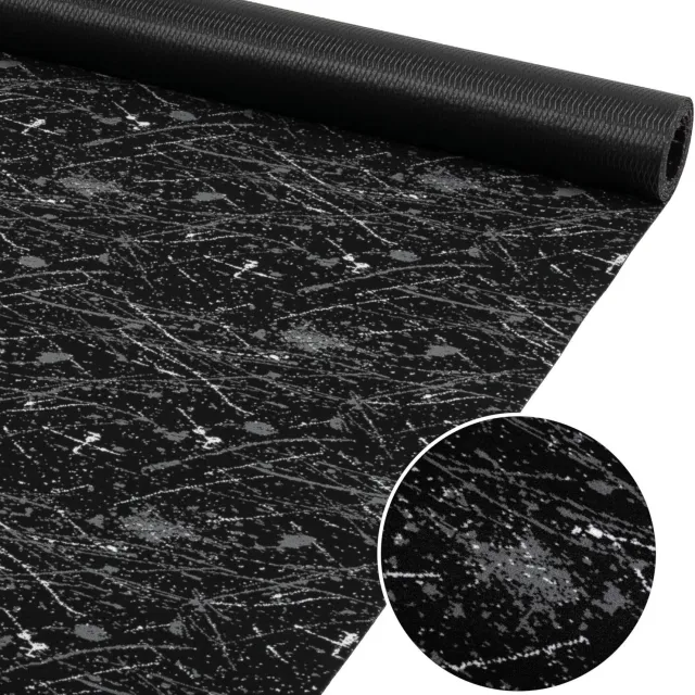 ANRO Keukenloper Rahma Zwart 350x100cm – Tapijtloper Wasbaar Antislip Gangloper Hal Laagpolig