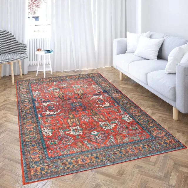 Unyqoos Stijlvolle en Moderne Kortpolige Vloerkleed voor Woonkamer en Slaapkamer met Rood Patroon 60 x 120 cm