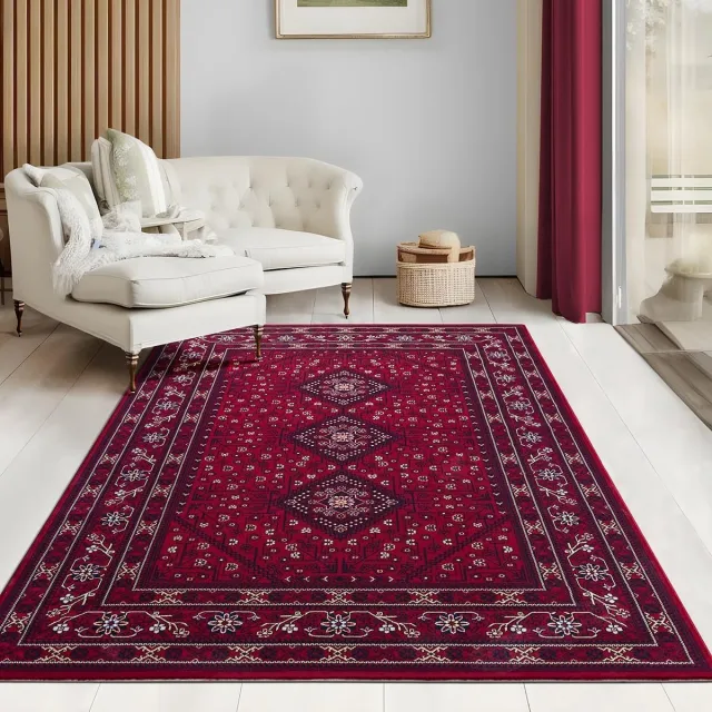 flycarpets Klassiek Rood Vloerkleed Alcon - Oosters motief - Perzisch Tapijt - Woonkamer