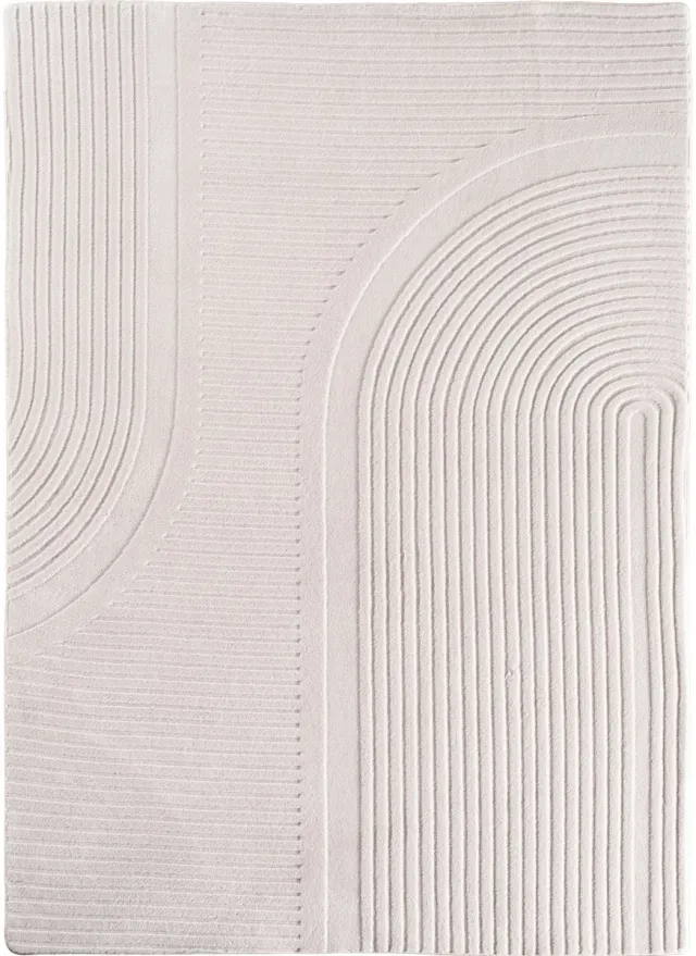 Muratap Japandi Vloerkleed Pompei - Hoogpolig - Scandinavisch Design - 3D-Effect - Creme- 80x250 CM