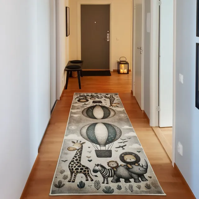 ABAKUHAUS Vloerkleed - Woonkamer Tapijt – dierenmotief – Hoogpolig – 76 x 229 cm – donkergrijs