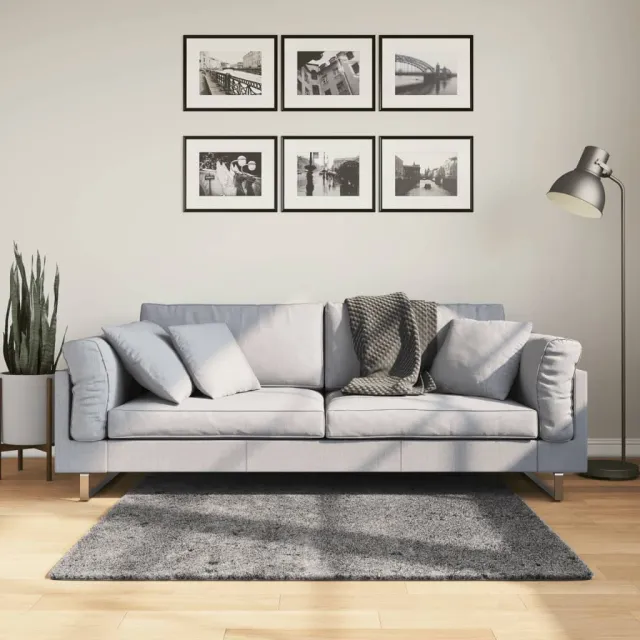 vidaXL Vloerkleed HUARTE laagpolig zacht wasbaar 120x120 cm antraciet, foto 2