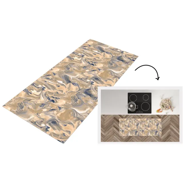 KitchenYeah Keukenloper 120x50 cm - Keukenmat vinyl Marmer - Grijs - Patronen - Keukenmatten loper - Keuken vloerkleed tapijt Verf