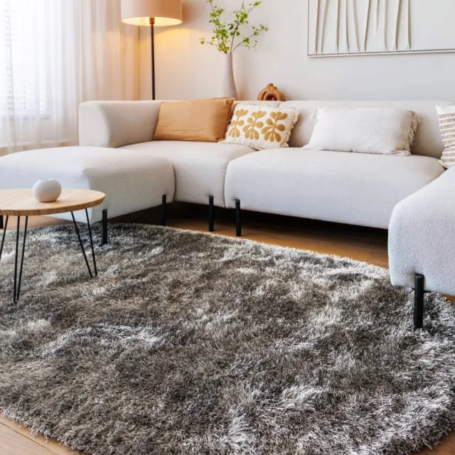 Tapeso Velvet vloerkleed ovaal - Posh grijs 200x300