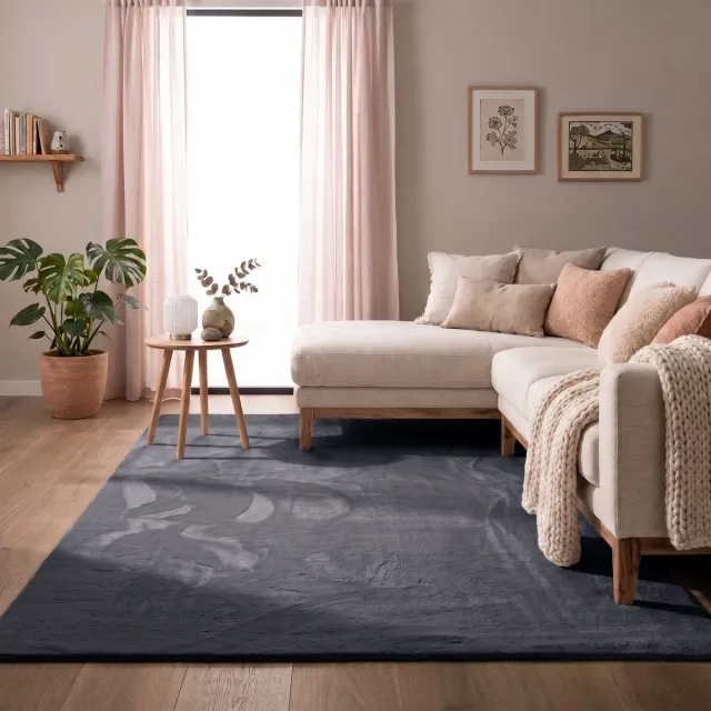 NATURL. Zacht laagpolig vloerkleed - Cozy Antraciet - 120x170cm