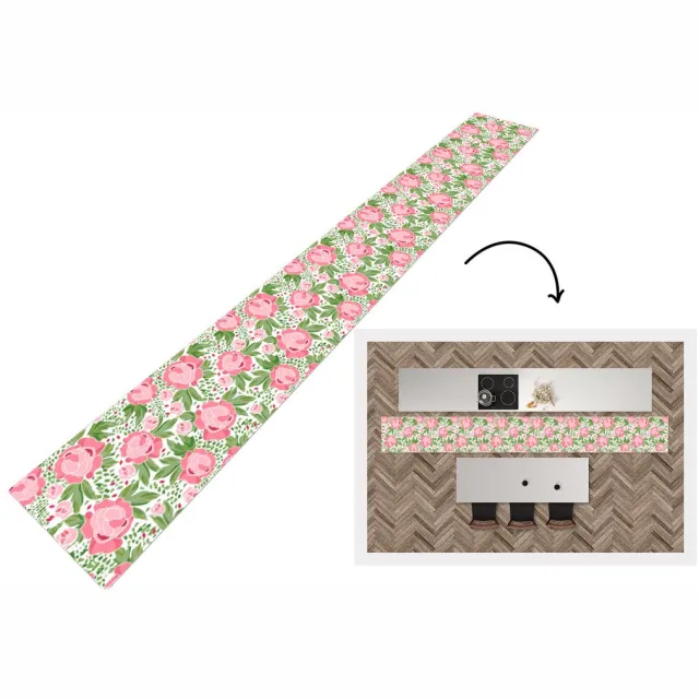 KitchenYeah Keukenloper - Keukenmat - Bloemen - Roze - Patronen - Keuken vloerkleed Multicolor