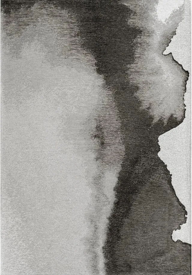 Louis de Poortere Wasbaar Binnen & Buiten Vloerkleed - 170 x 240 cm - Louis De Poortere Lagoon Black Shadow - Laagpolig Tapijt - Gerecycled PET - Made in Belgium - Circulair Zwart