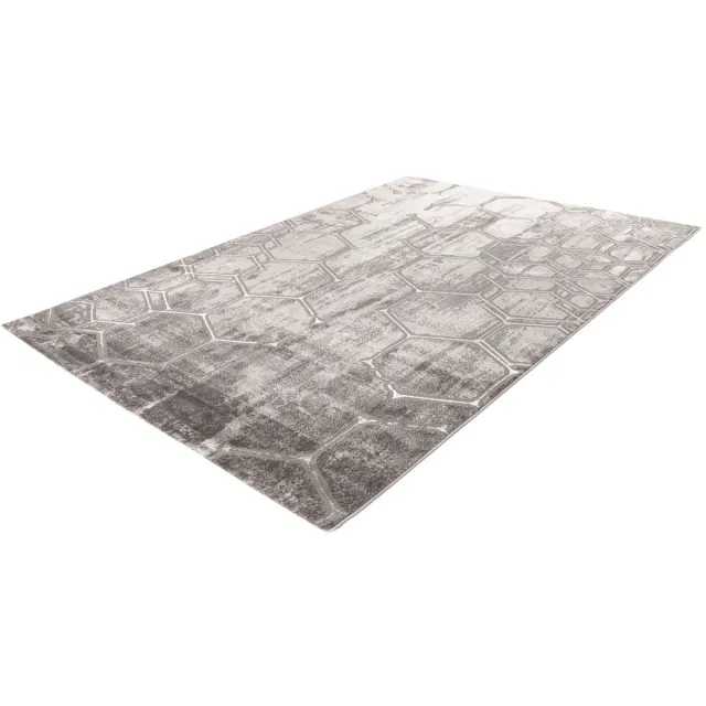 Lalee Marmaris Vloerkleed - Tapijt - Loper - Marmerlook - Superzacht - 3D-effect - 80x300 cm - Luxe Design zilver