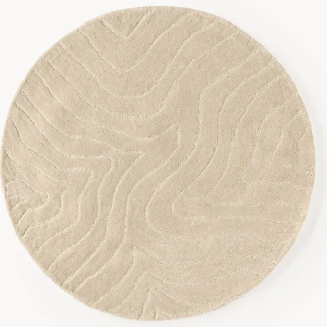 Westwing Collection Rond handgetuft wollen vloerkleed Aaron Beige