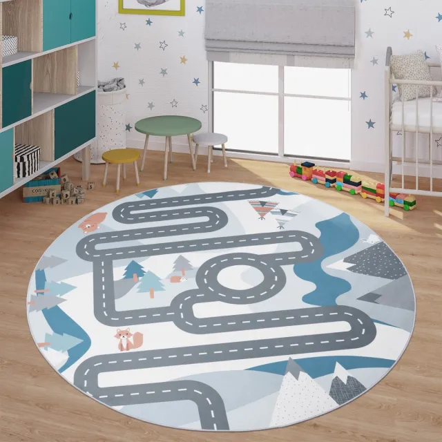 TT Home Kinderkamertapijt tapijt jongen meisje kinderkamertapijt baby antislip straat 160 x 160 cm Rechthoek 160 x 160 cm Rechthoek beige