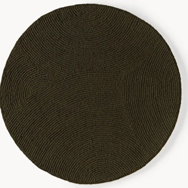 Westwing Collection Rond wollen vloerkleed Eleni, handgetuft Groen